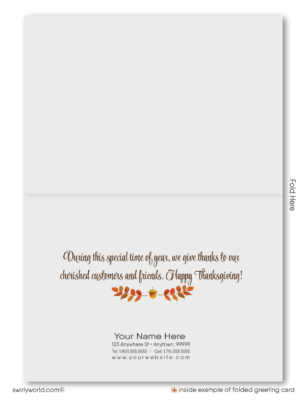 Rustic Wood Grain Professional Company Business Happy Thanksgiving Cards for Customers