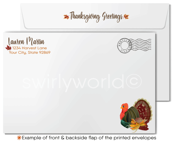 Rustic Wood Grain Professional Company Business Happy Thanksgiving Cards for Customers