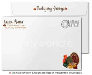 Customizable Rustic Happy Thanksgiving Business Greeting Card with Autumn Leaves and Wood Background