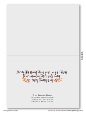 Retro Modern Thanksgiving Card: Geometric Trees with Fall Colors, Customizable Options Available