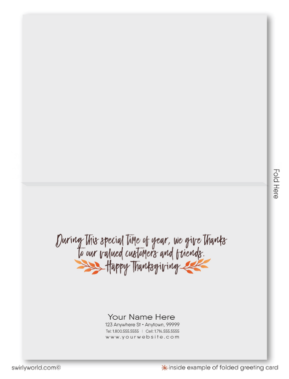 Retro Professional Corporate Happy Thanksgiving Greeting Cards for Business Customers.