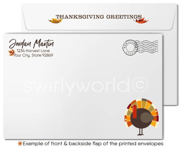 Retro Professional Corporate Happy Thanksgiving Greeting Cards for Business Clients