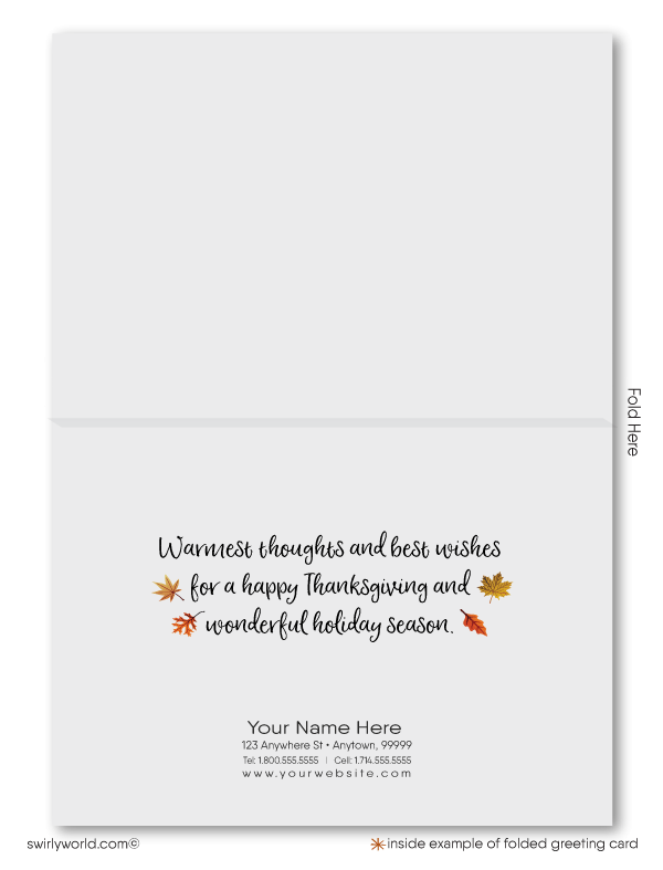 Traditional Fall Autumn Festive Corporate Business Happy Thanksgiving Cards for Customers
