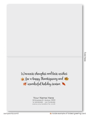 Thanksgiving Card with Vibrant Autumn Leaves: Whimsical Tree Design, Customizable Options Available