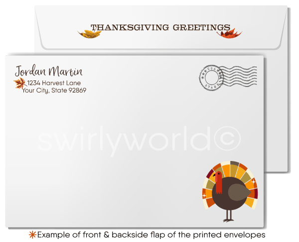 Thanksgiving Card with Vibrant Autumn Leaves: Whimsical Tree Design, Customizable Options Available