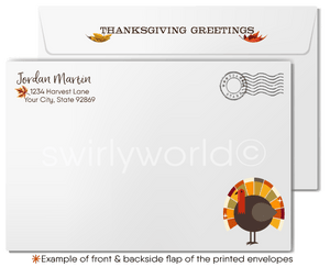 Thanksgiving Card with Vibrant Autumn Leaves: Whimsical Tree Design, Customizable Options Available