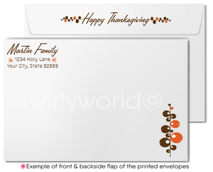 Retro Mid-Century Modern Thanksgiving Greeting Card with Geometric Tree Design