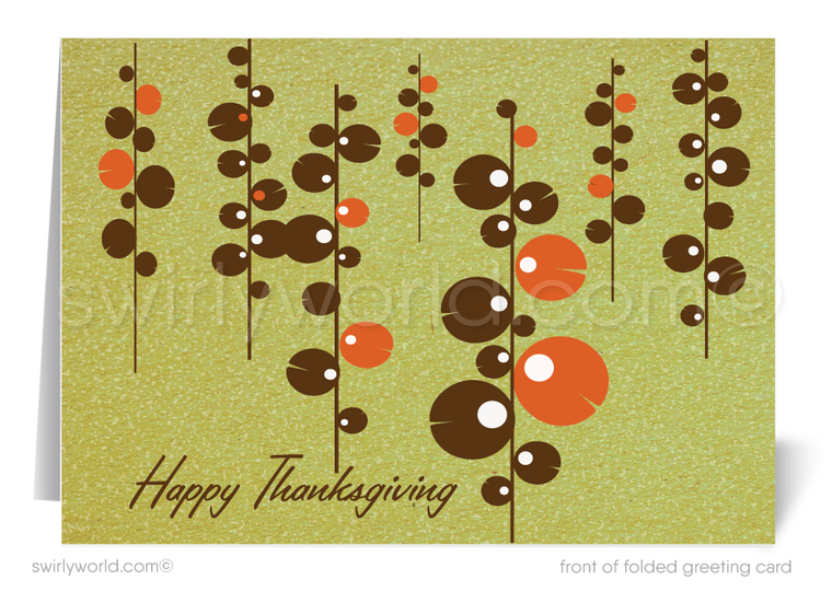 Atomic Retro Mid-Century Modern Happy Thanksgiving Cards