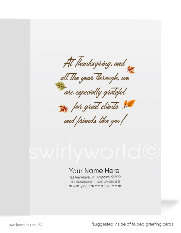 Retro Mod Fall Marketing For Professional Realtor Printed Thanksgiving Greeting Cards