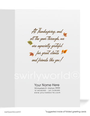 Retro Mod Fall Marketing For Professional Realtor Printed Thanksgiving Greeting Cards