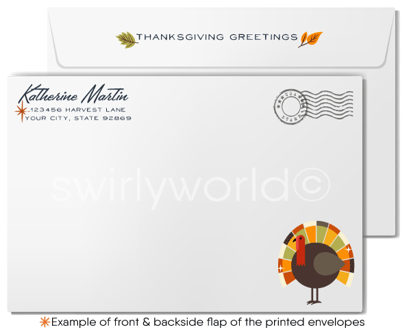 Retro Mod Fall Marketing For Professional Realtor Printed Thanksgiving Greeting Cards