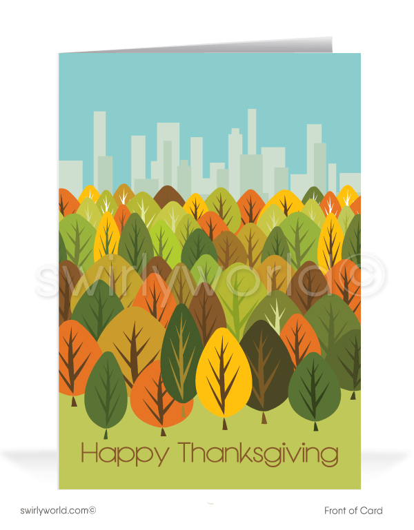 Retro Mod Fall Autumn Business Marketing for Digital Download Thanksgiving Card Artwork