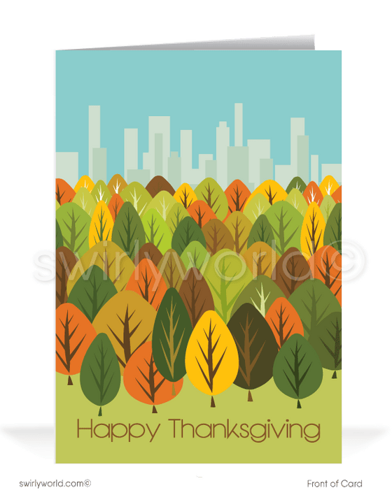 Retro Mod Fall Autumn Business Marketing for Digital Download Thanksgiving Card Artwork