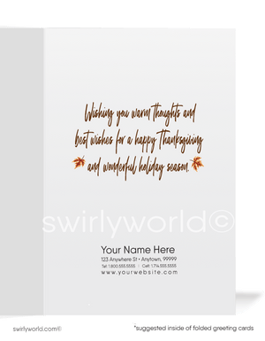Digital Retro modern Fall Autumn season business marketing for professional Realtors Happy Thanksgiving Greeting Cards