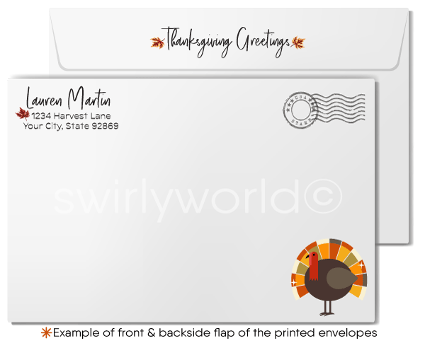 Retro modern Fall Autumn season business marketing for professional Realtors Happy Thanksgiving Greeting Cards