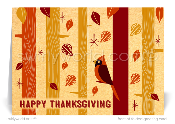 Retro Atomic Mid-Century Modern Happy Thanksgiving Greeting Cards