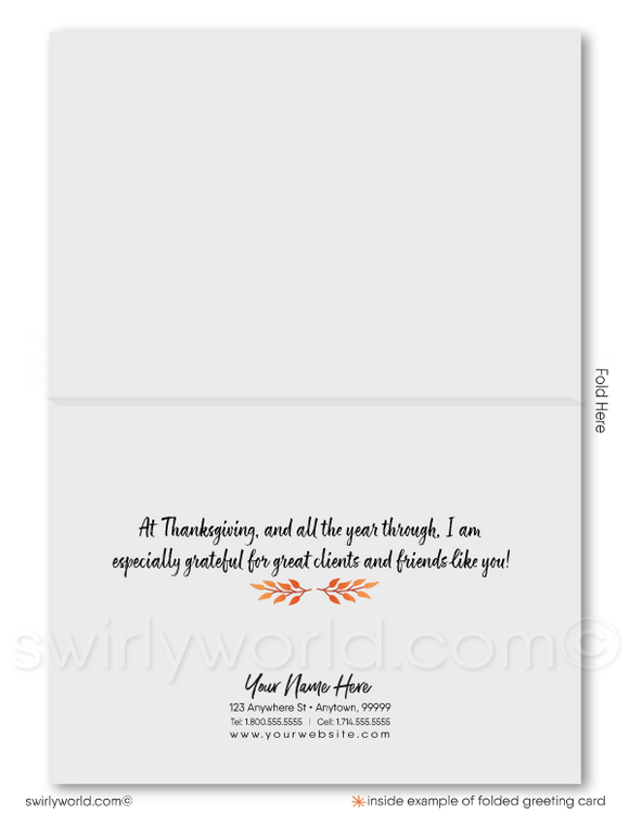 Fall Autumn Business Marketing Professional Realtor Happy Thanksgiving Cards for Client