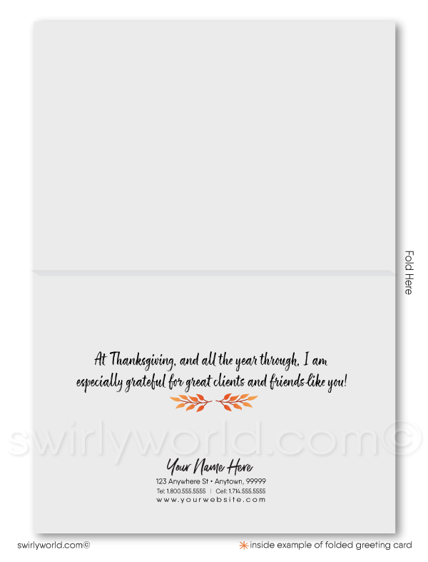 Fall Autumn Business Marketing Professional Realtor Happy Thanksgiving Cards for Client