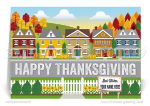 Fall Autumn Business Marketing Professional Realtor Happy Thanksgiving Cards for Client