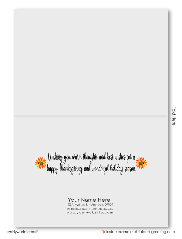 Retro Whimsical Fall Autumn Corporate Business Happy Thanksgiving Cards for Clients