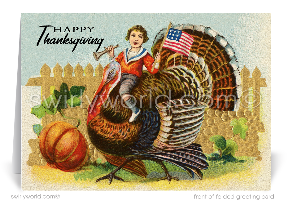 1920's Vintage Antique Old Fashioned Thanksgiving Greeting Cards