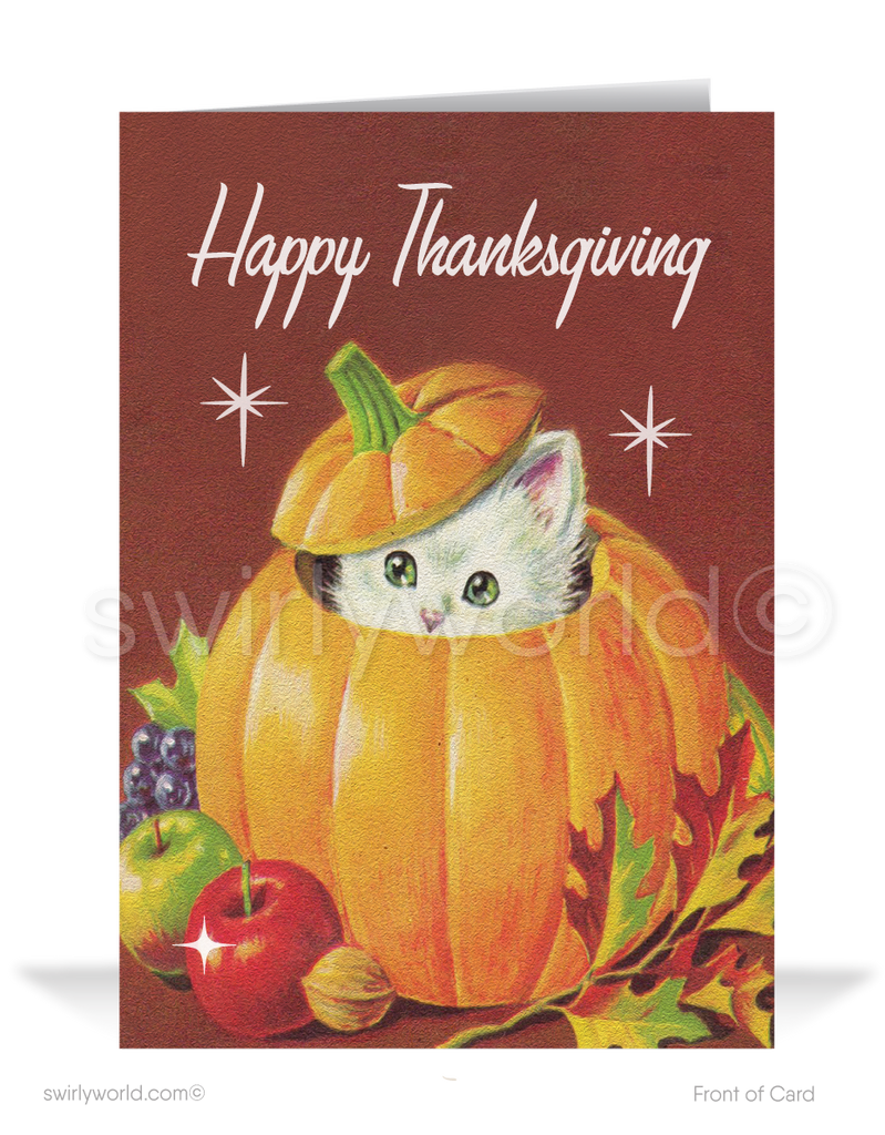 1950's style mid-century modern vintage happy Thanksgiving greeting card