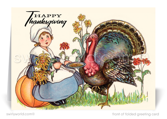 Victorian 1920's Vintage Antique Old Fashioned Thanksgiving Greeting Cards
