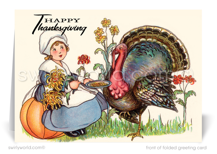 Step into the opulence of the 1920s-30s with our vintage Thanksgiving cards! Featuring Art Deco and Victorian-inspired autumn designs, these cards capture the spirit of the season with timeless elegance. Available in flat or folded styles, with optional custom envelopes for a personalized touch. Perfect for a distinctive greeting!