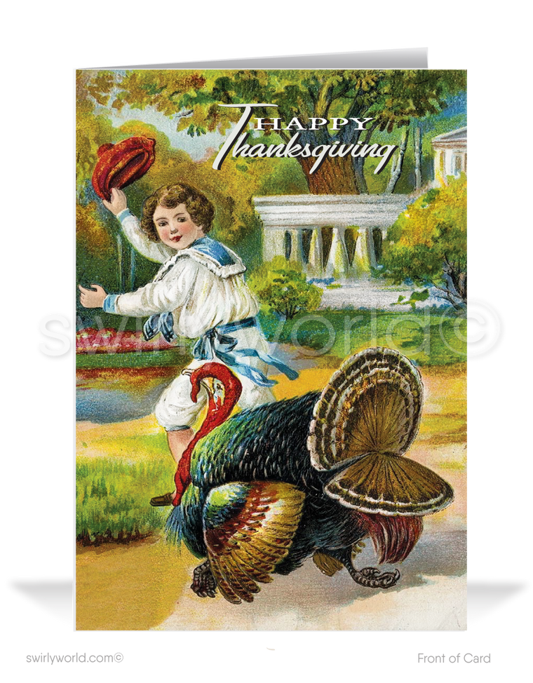 Antique 1920's Vintage Old Fashioned Happy Thanksgiving Greeting Cards