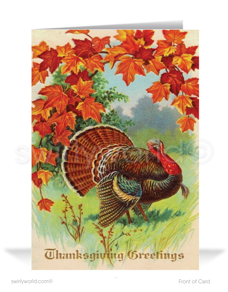 Antique 1920's Vintage Fall Old Fashioned Thanksgiving Greeting Cards