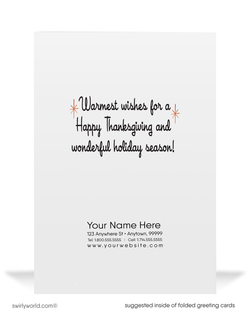 1950s Kitschy Vintage Mid-Century Thanksgiving Card – Anthropomorphic Corn Characters