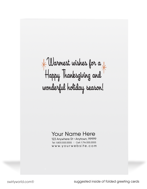1950's style mid-century retro vintage happy Thanksgiving greeting cards.