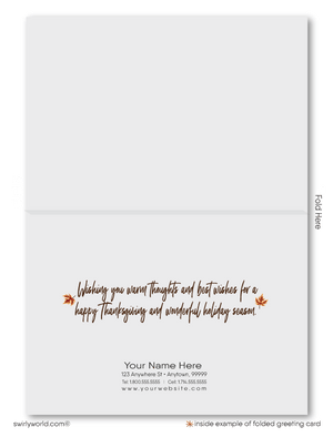 Serene Fall Forest Thanksgiving Greeting Card with Sunlit Autumn Scene