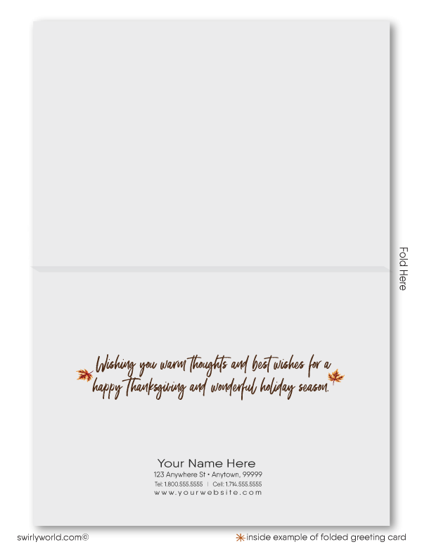 Whimsical Fall Autumn Festive Corporate Business Happy Thanksgiving Cards for Customers