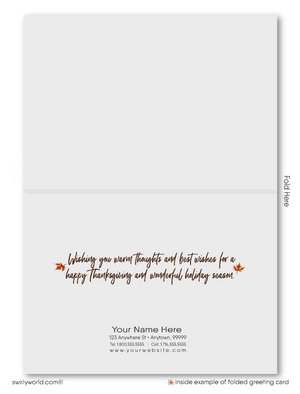 Charming Thanksgiving Greeting Card with Fall Leaves and Whimsical Turkey