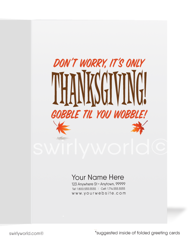 Funny Gobble Up Turkey Business Happy Thanksgiving Cards for Customers