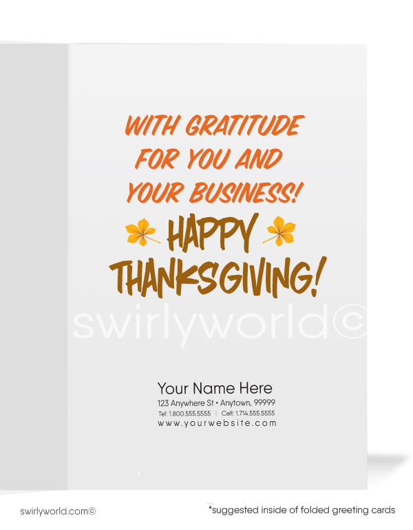 Thanksgiving Cards For Business & Family Fall Friends Greeting Card Set Pack 18 Envelopes 5x7 Inch A7 Great Office Work Employees Clients Th2407 C24