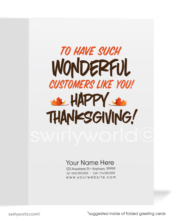 Thankful Turkey Harvest: Business Happy Thanksgiving Greeting Cards for Valued Customers