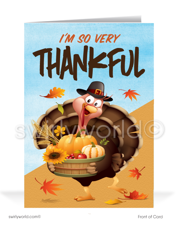 Thankful Turkey Harvest: Happy Thanksgiving Cards for Valued Customers