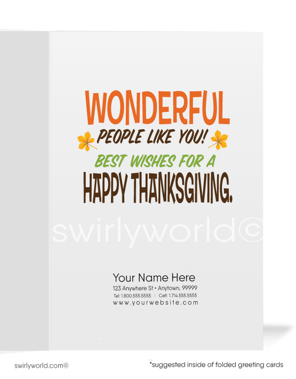 Funny Turkey Business Happy Thanksgiving Cards for Customers