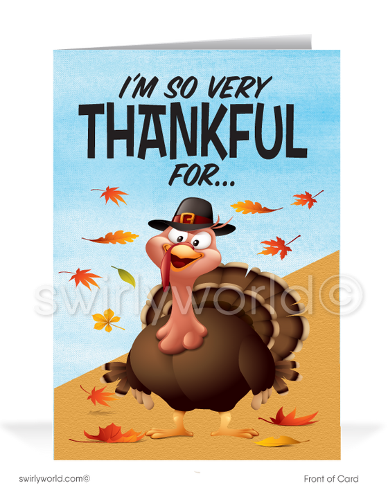 Funny Turkey Business Happy Thanksgiving Cards for Customers