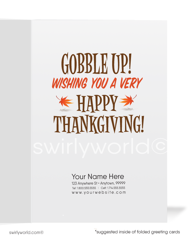 Amusing Gobbler Turkey: Business Thanksgiving Greeting Cards for Customers