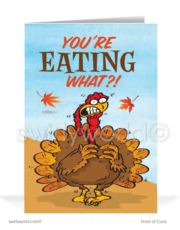 Funny Gobble Up Turkey Business Thanksgiving Greeting Cards for Customers