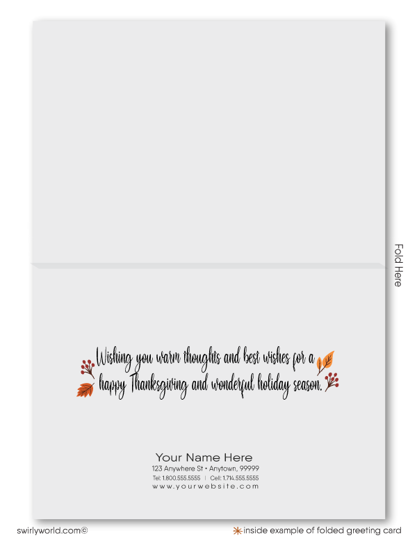 Retro Whimsical Fall Autumn Festive Corporate Business Happy Thanksgiving Cards for Clients