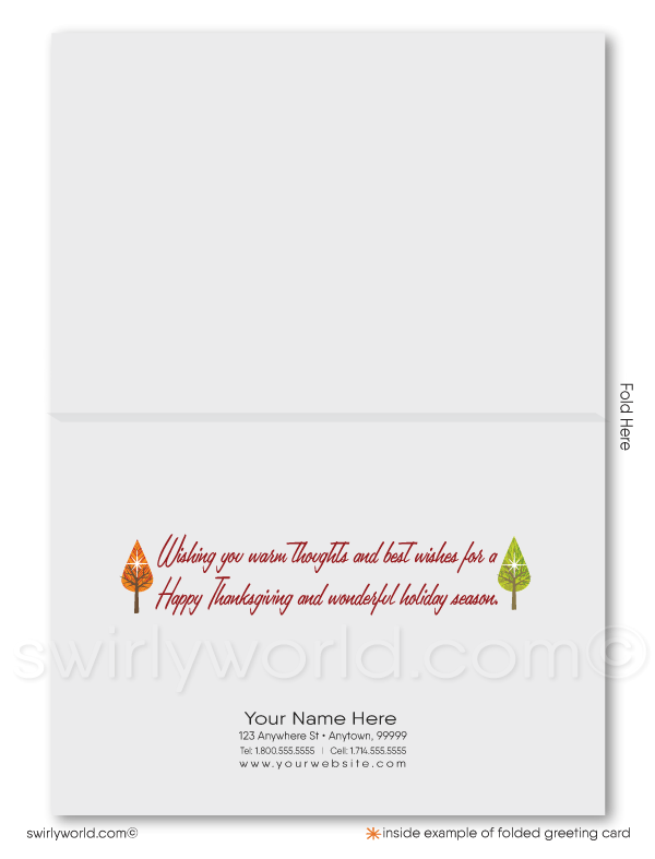 Retro Mid-Century Modern Thanksgiving Greeting Card with Geometric Trees