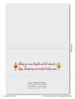 Retro Mid-Century Modern Thanksgiving Greeting Card with Geometric Trees