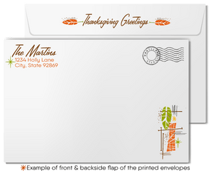 Retro Mid-Century Modern Thanksgiving Greeting Card with Geometric Trees