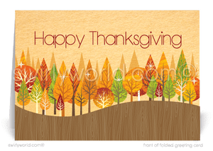 Retro Mid-Century Modern Thanksgiving Greeting Card with Geometric Trees