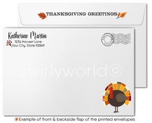 Business Thanksgiving Card with Heart-Shaped Golden Leaves: "Grateful" Banner, Customizable