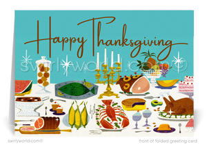 Vintage 1950's Retro Atomic Mid-Century Modern Thanksgiving Cards